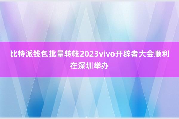 比特派钱包批量转帐2023vivo开辟者大会顺利在深圳举办